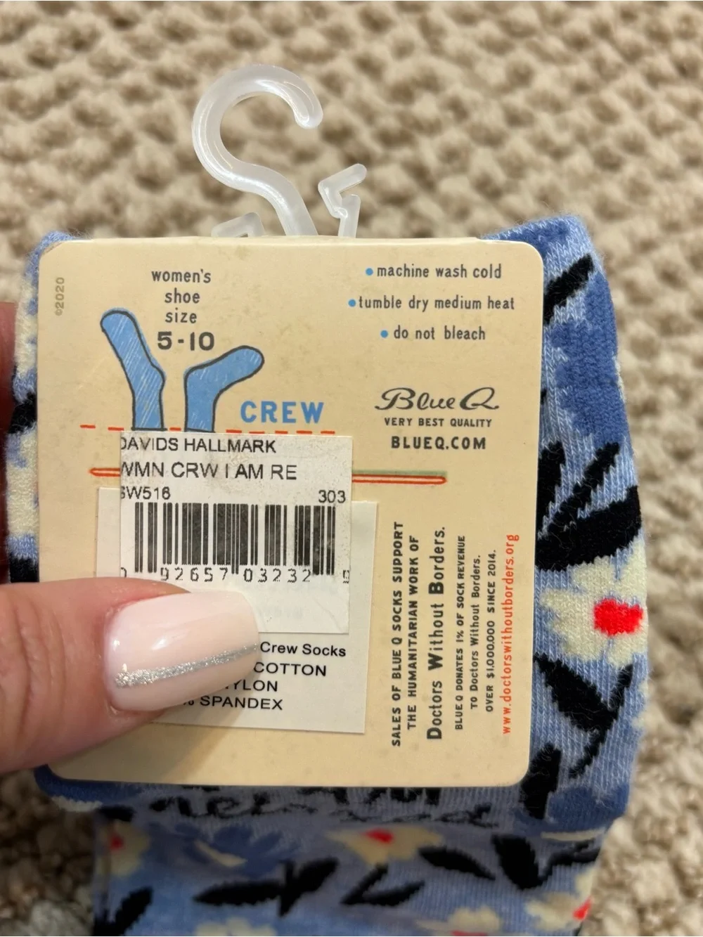 Brand new with Tags‎ Blue Q Women’s Crew Socks “B*tch I am Relaxed” Text